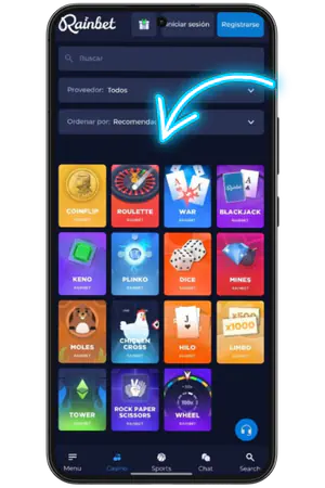 Lista de juegos propios del casino